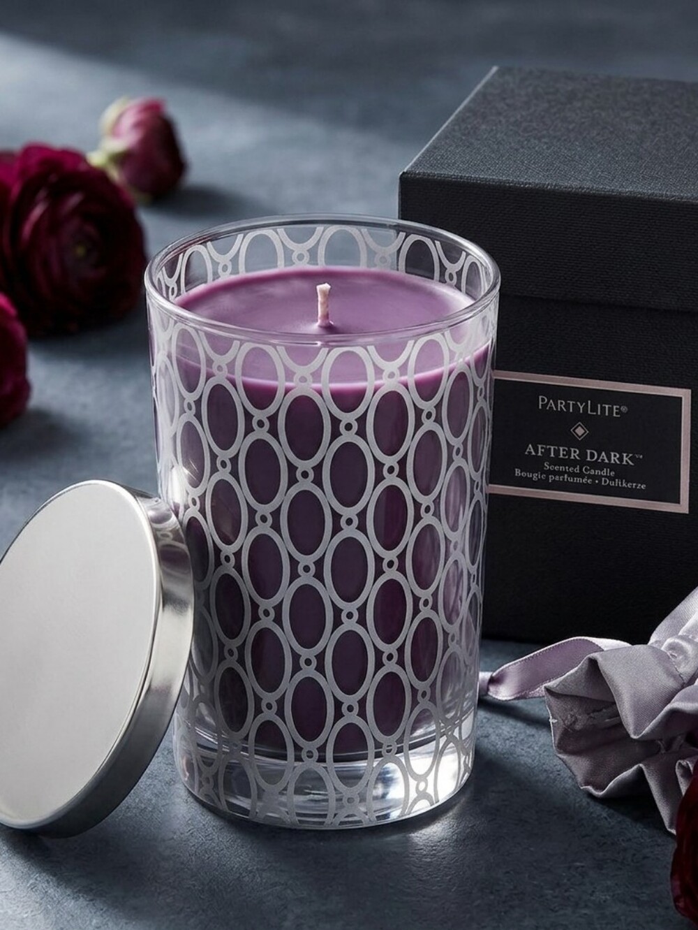 PARTYLITE After Dark Velvet Plum Retired Luxury Jar Candle NIB Dark Academia